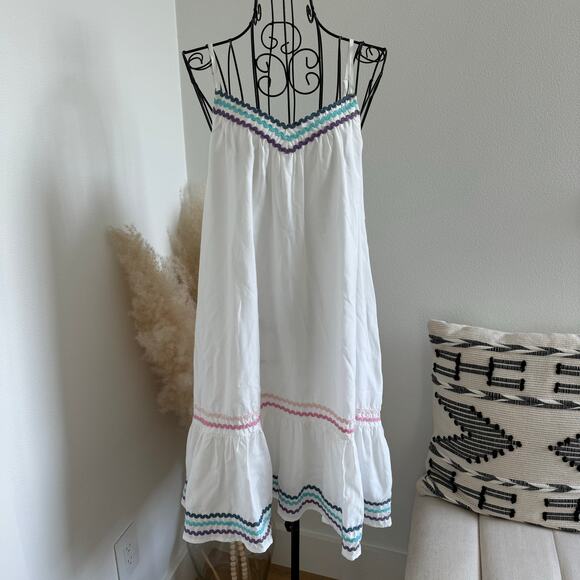 America & Beyond White Rick-Rack Lace Scoop Back Mini Sundress NEW Medium - Picture 1 of 9